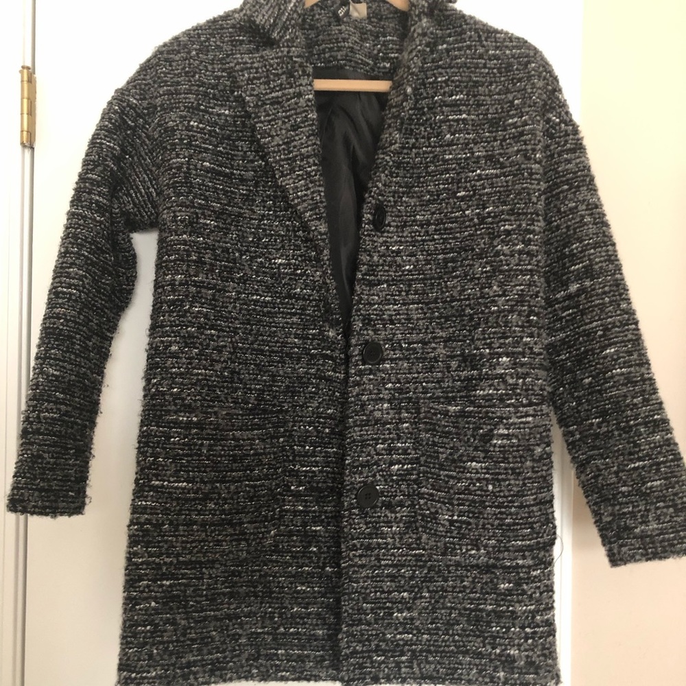 H&M black and grey tweed coat